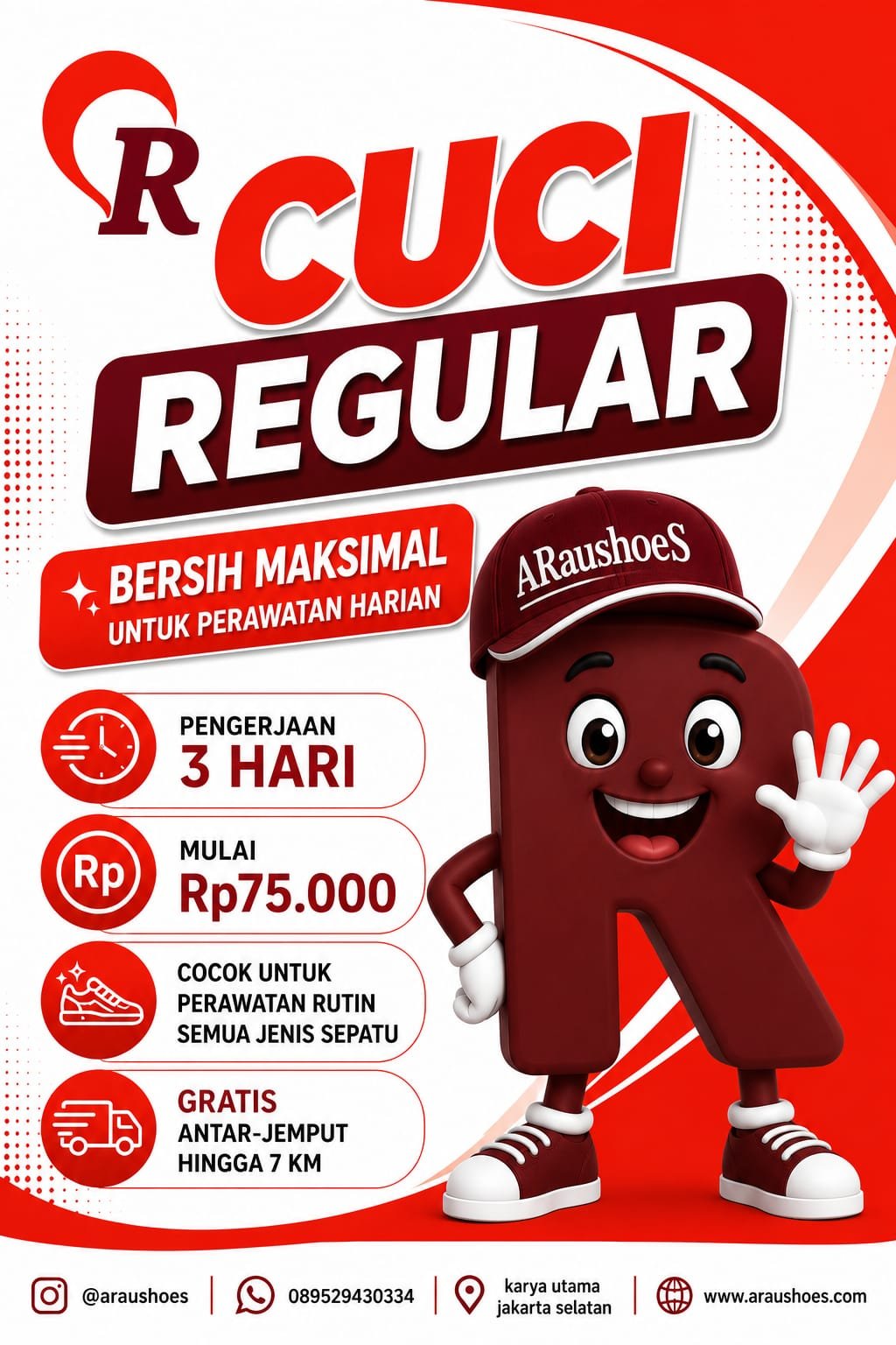 Layanan cuci regular sepatu